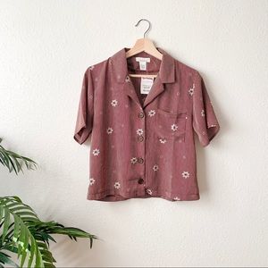 Floral button up crop shirt